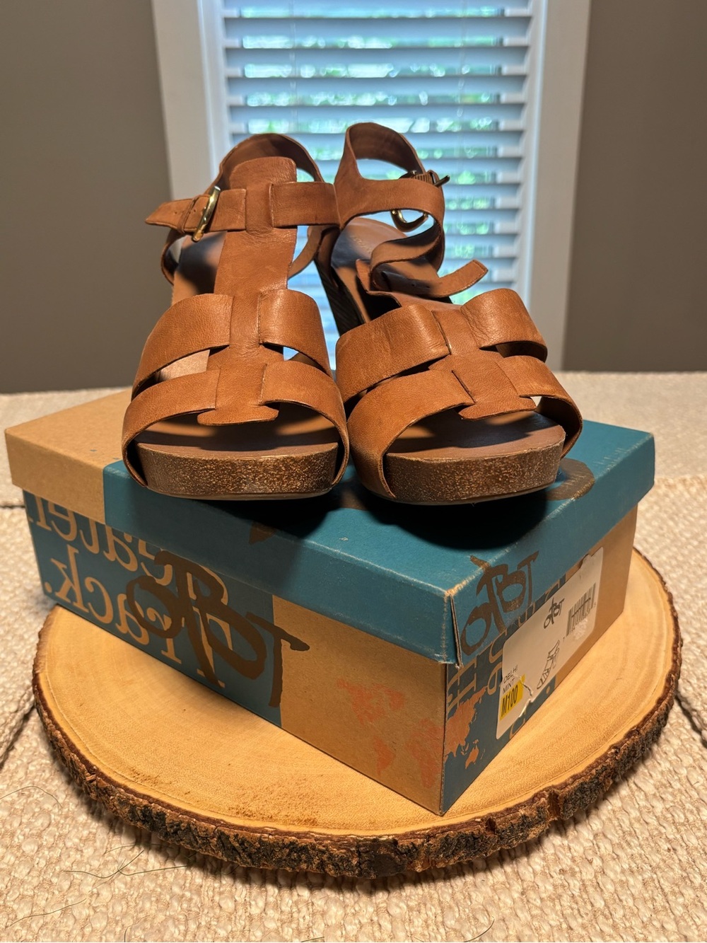 Franco Sarto Tan Strappy Wedge Sandals